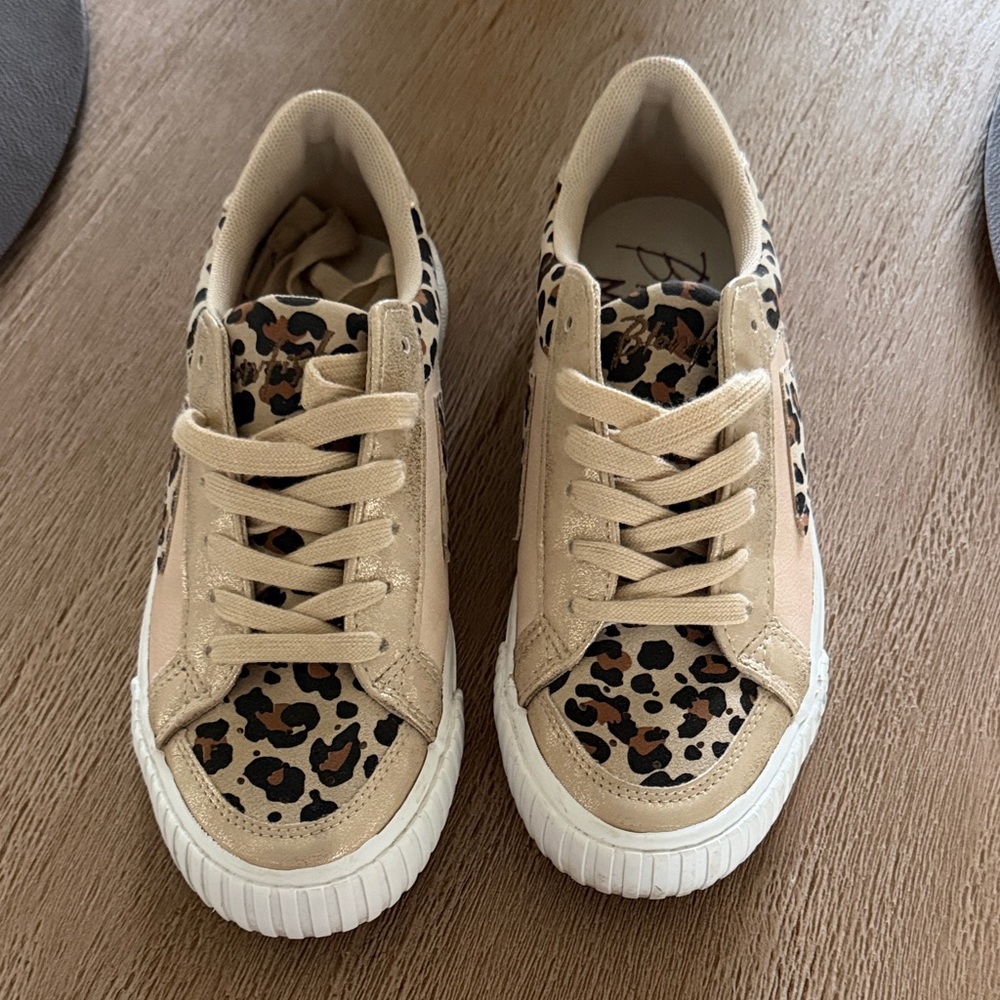 Leopard Print Beige Casual Women's Sneakers - Picture 2 of 6
